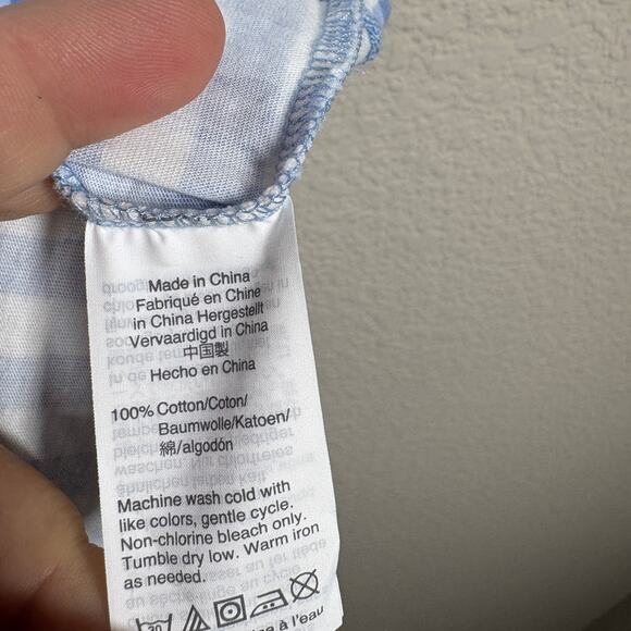 Crewcuts Girls Size 16 Gingham Drop Waist Dress Blue White Cotton Sleeveless - Picture 6 of 7